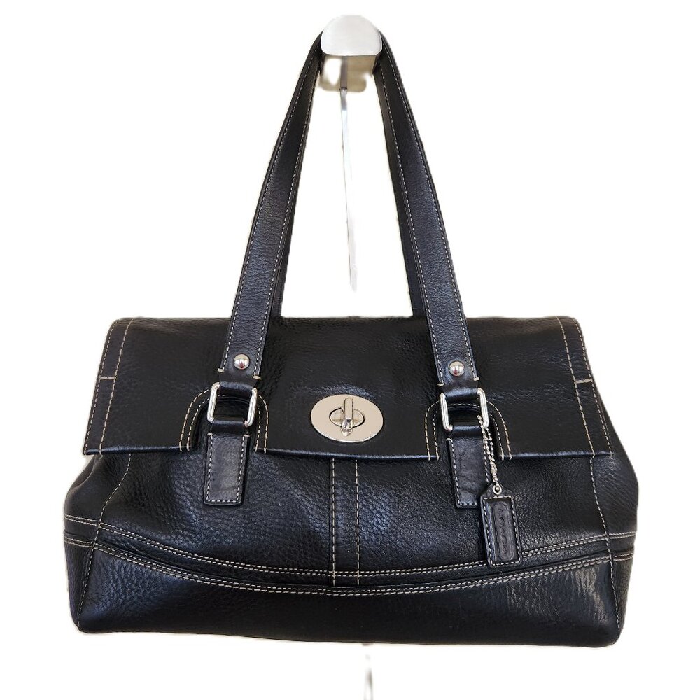 Like New Coach Hampton Black Leather Handbag Purse